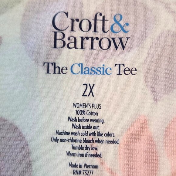 Croft & Barrow Women’s Plus 2X Classic Tee, Tropical Print, Worn Once - Picture 3 of 6